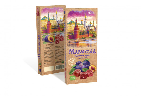 №2 Сладарт Мармелад Сливовый МОСКВА в сахарной пудре (642), 200г   в Курчатове
